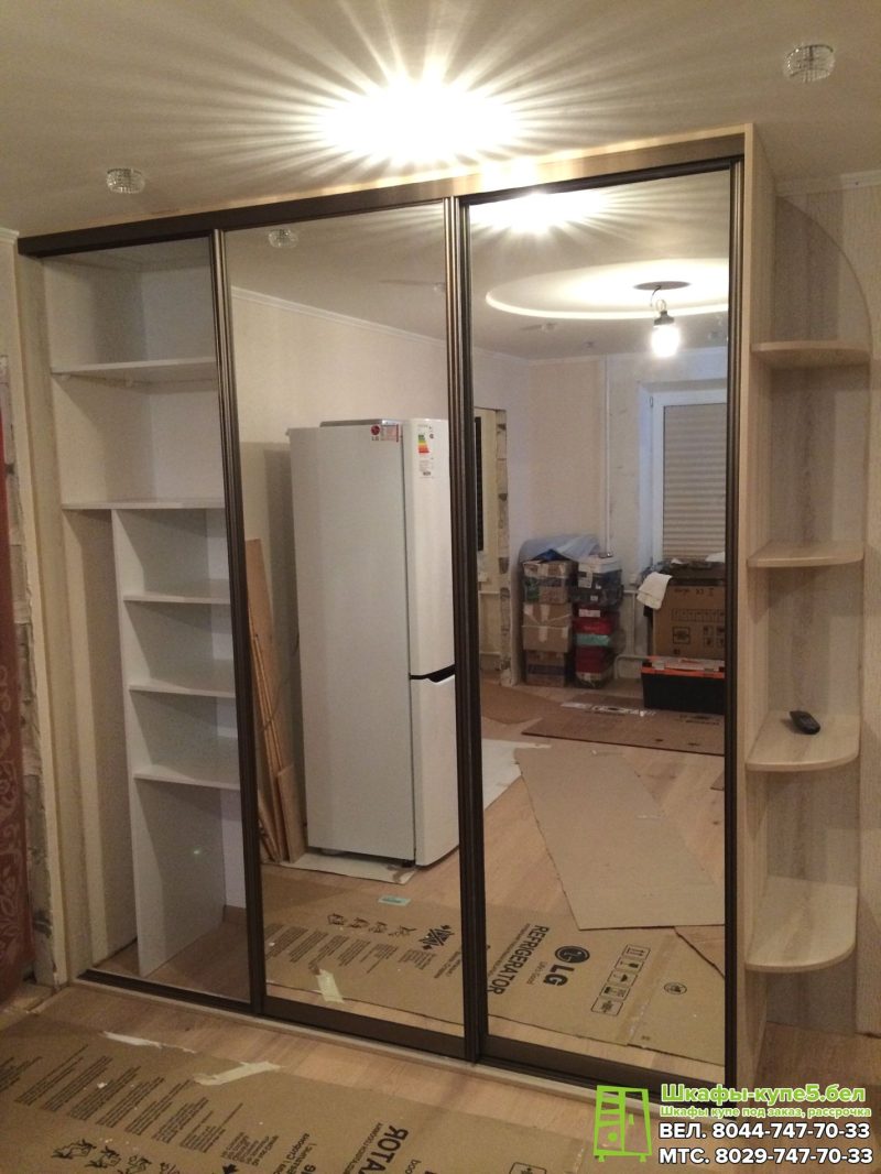 корпусный шкаф-купе с зеркалом на 3 двери